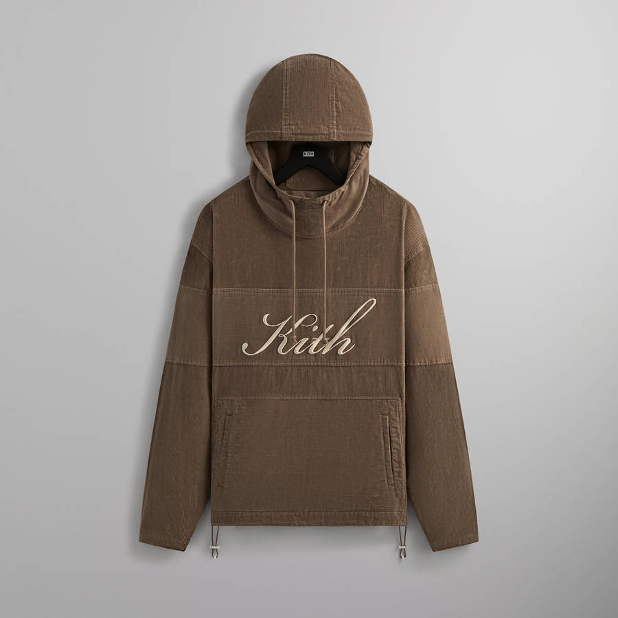 Brown Men Kith Washed Corduroy Caden Hoodie Sweatshirts | 2046-GXETB