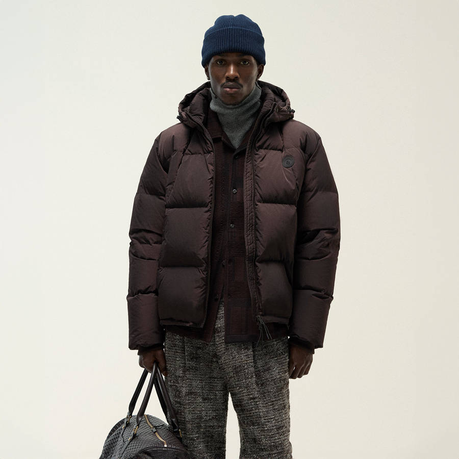 Brown Men Kith Wrinkle Nylon Midi Puffers | 9784-SIOCY