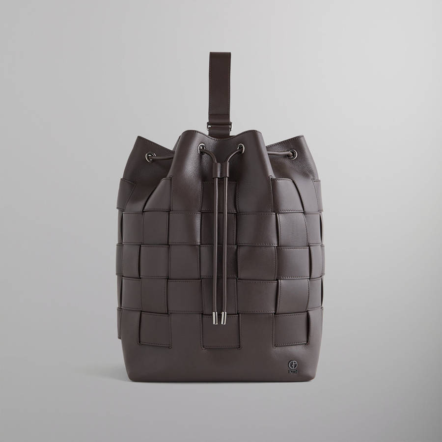 Brown Men Kith and Giorgio Armani Leather Woven Rucksack Bags | 8639-WEYLF