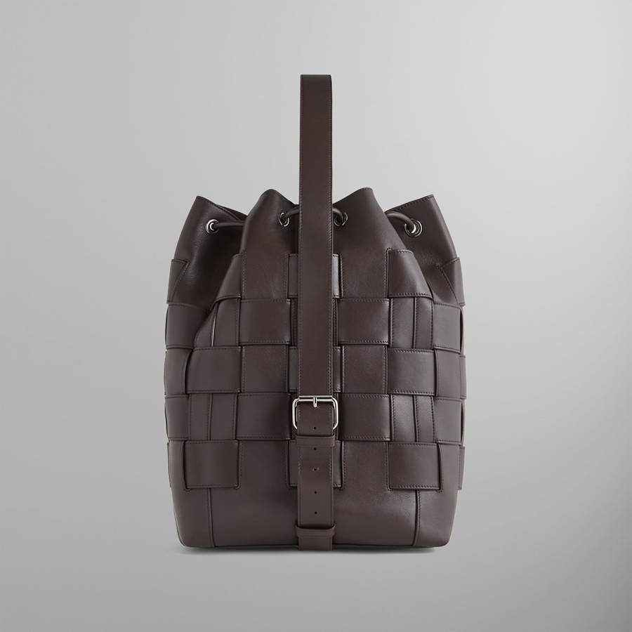Brown Men Kith and Giorgio Armani Leather Woven Rucksack Bags | 8639-WEYLF