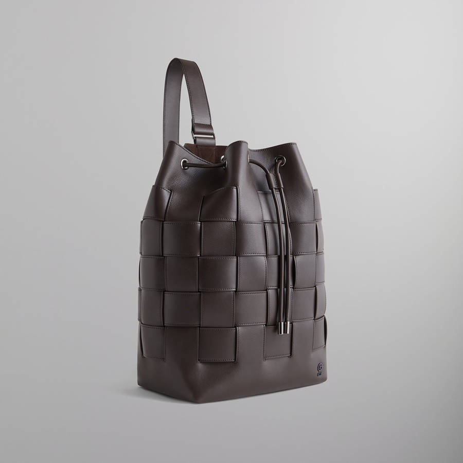 Brown Men Kith and Giorgio Armani Leather Woven Rucksack Bags | 8639-WEYLF