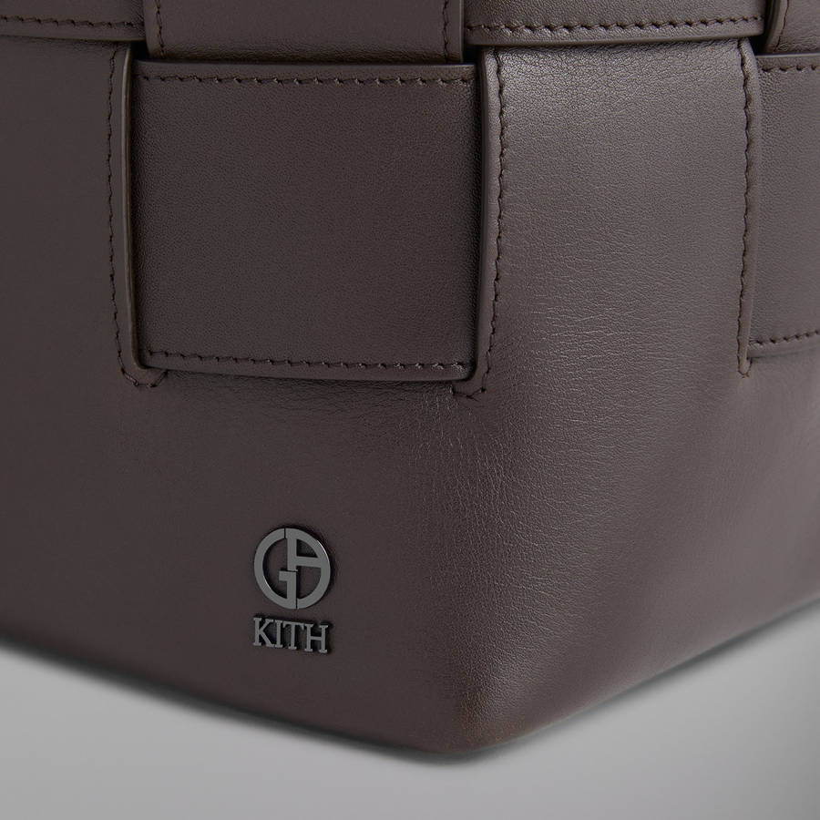 Brown Men Kith and Giorgio Armani Leather Woven Rucksack Bags | 8639-WEYLF