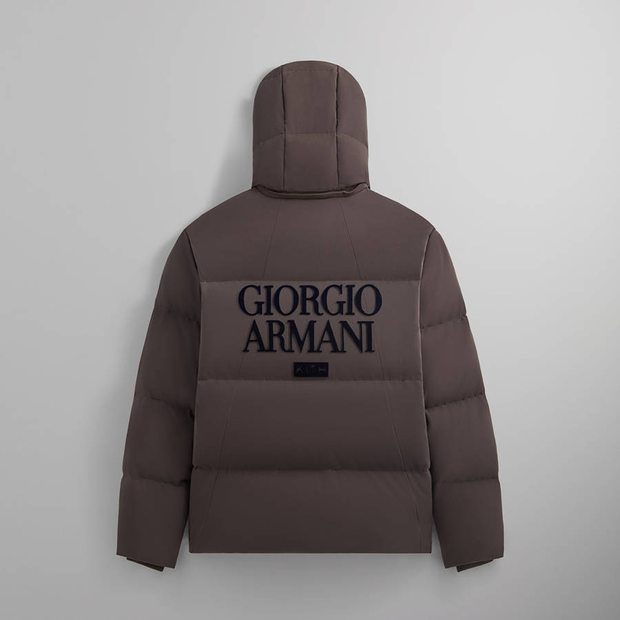 Brown Men Kith and Giorgio Armani Midi Puffers | 0261-RQUTL