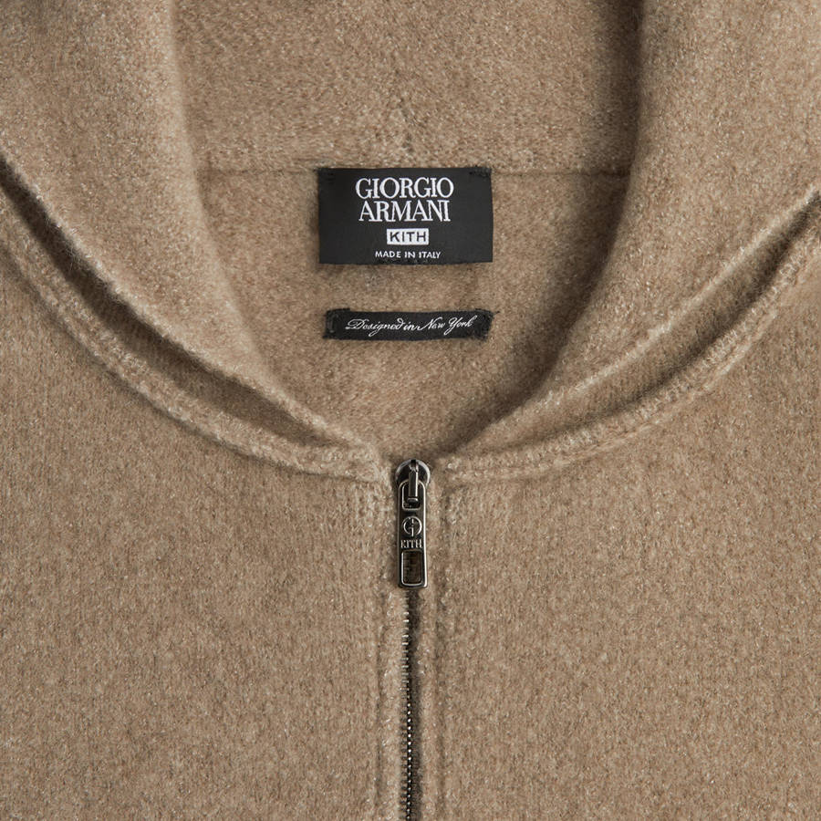 Brown Men Kith and Giorgio Armani Silk Cashmere Hoodie Sweatshirts | 6974-CDPVR