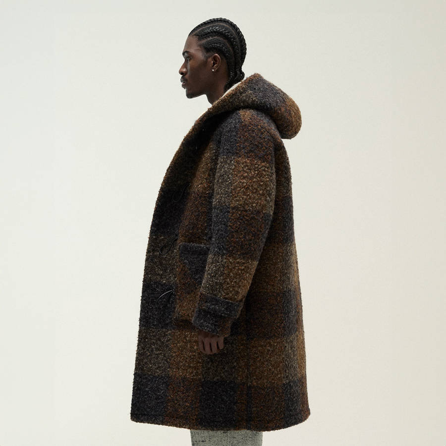 Brown Men Kith and Kin Boucle Check Nolen Coats | 7581-QYZIN