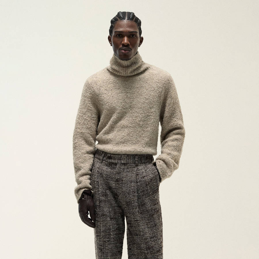 Brown Men Kith and Kin Speckled Boucle Walker Turtleneck Shirts | 4150-OZIQN