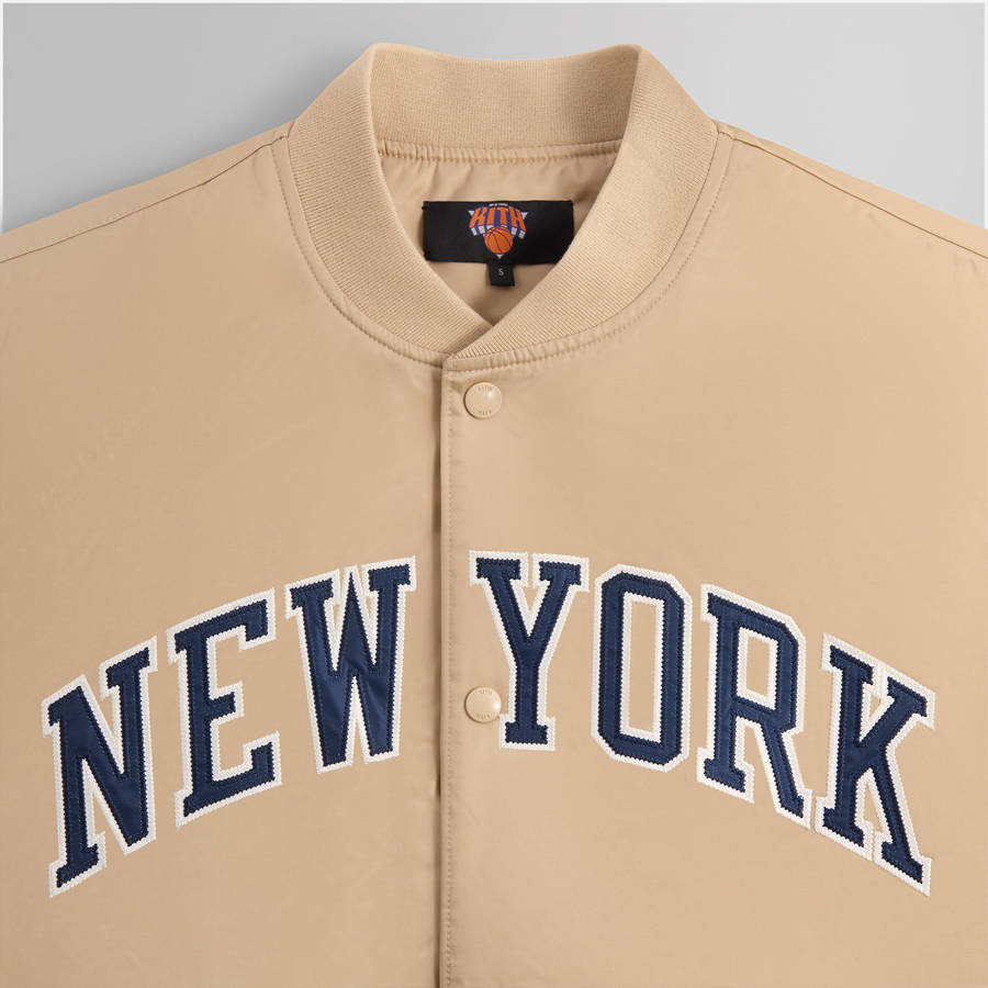Brown Men Kith for the New York Knicks Wings Satin Bomber Jackets | 7245-YUIXH