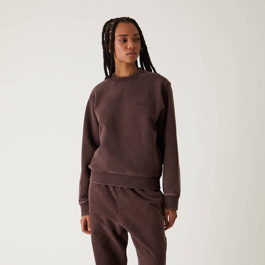 Brown Women Kith Ashwin Sueded Crewneck Sweatshirts | 2618-OAPTM