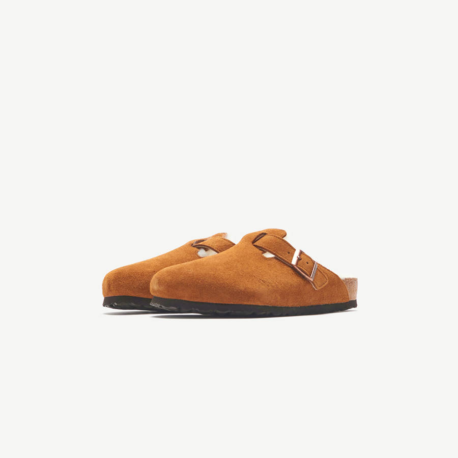 Brown Women Kith Birkenstock WMNS Boston Shearling Mules | 6159-GDHZA