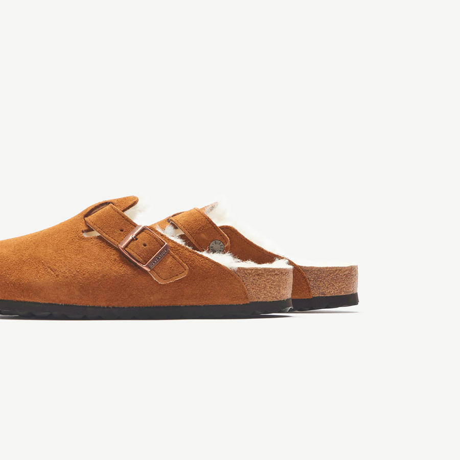 Brown Women Kith Birkenstock WMNS Boston Shearling Mules | 6159-GDHZA