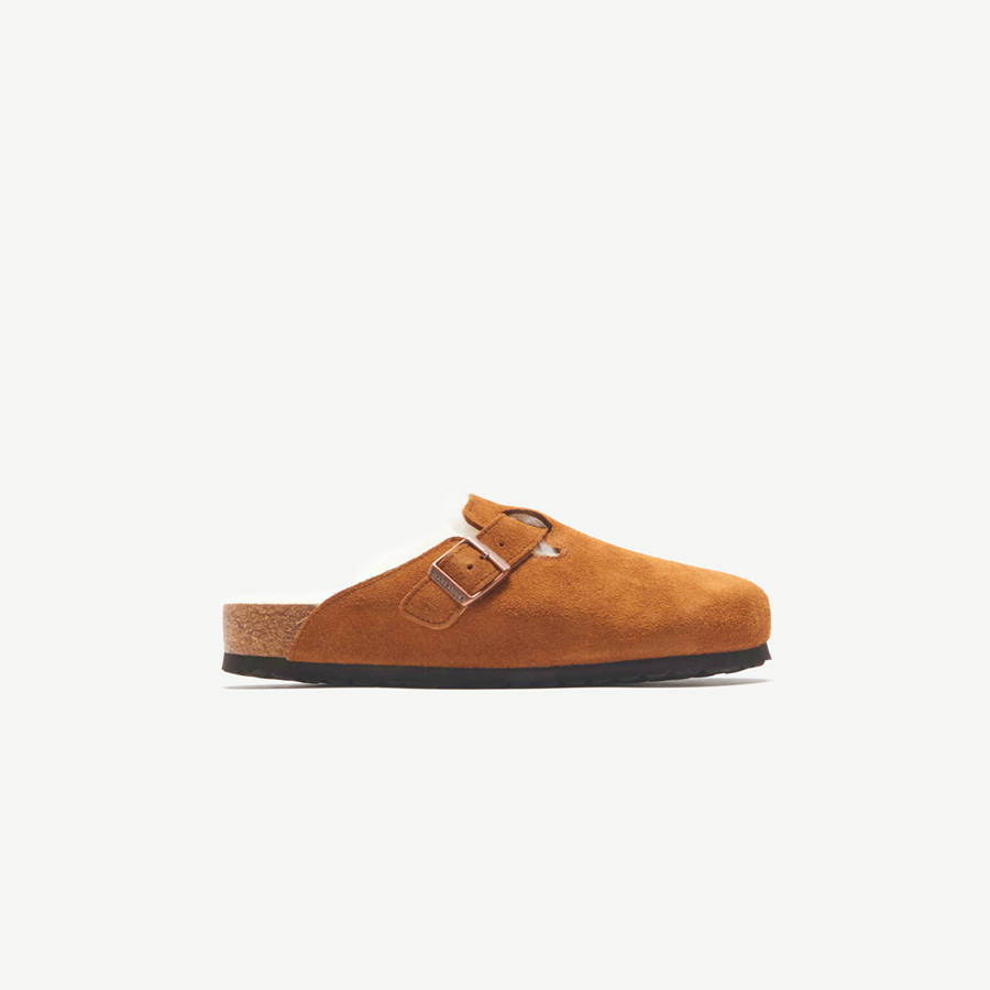 Brown Women Kith Birkenstock WMNS Boston Shearling Mules | 6159-GDHZA