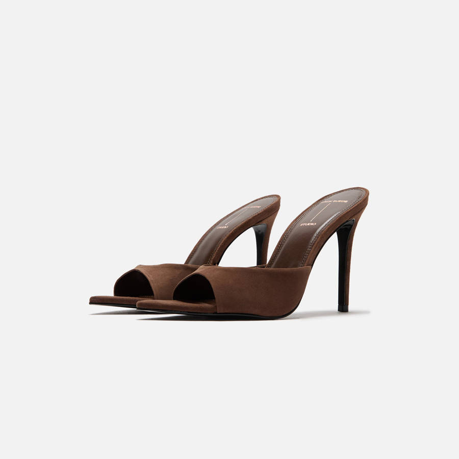 Brown Women Kith Black Suede Studio Brea Suede Mule Heels | 4126-LZHND