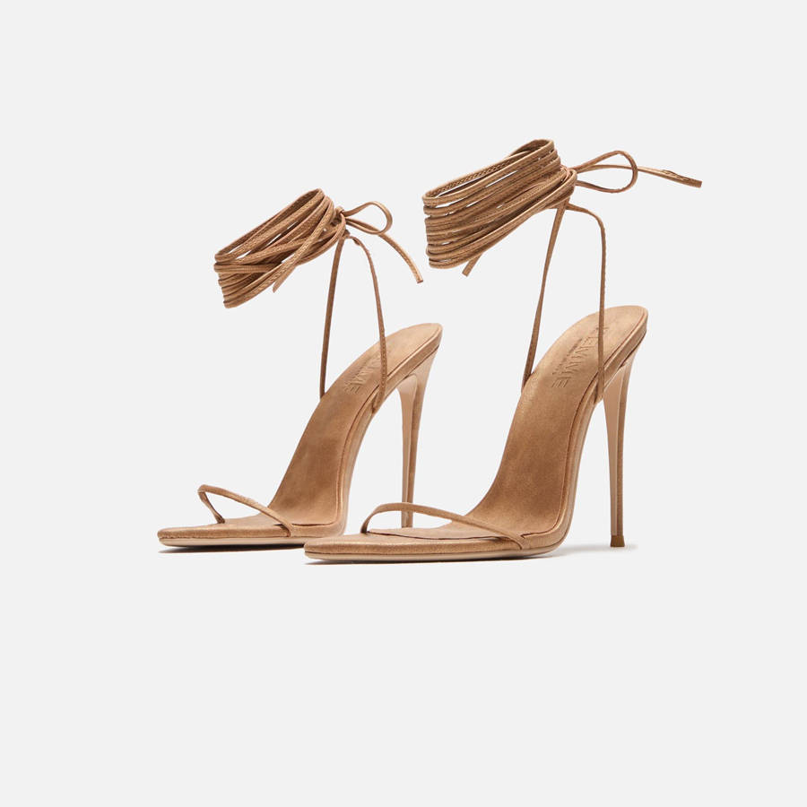 Brown Women Kith Femme LA Soleil Lace Up Heels | 6413-IDJXH