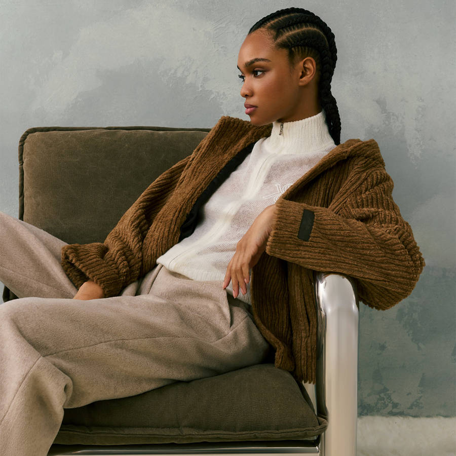 Brown Women Kith Harlyn Hooded Fur Jackets | 1498-AKPQE