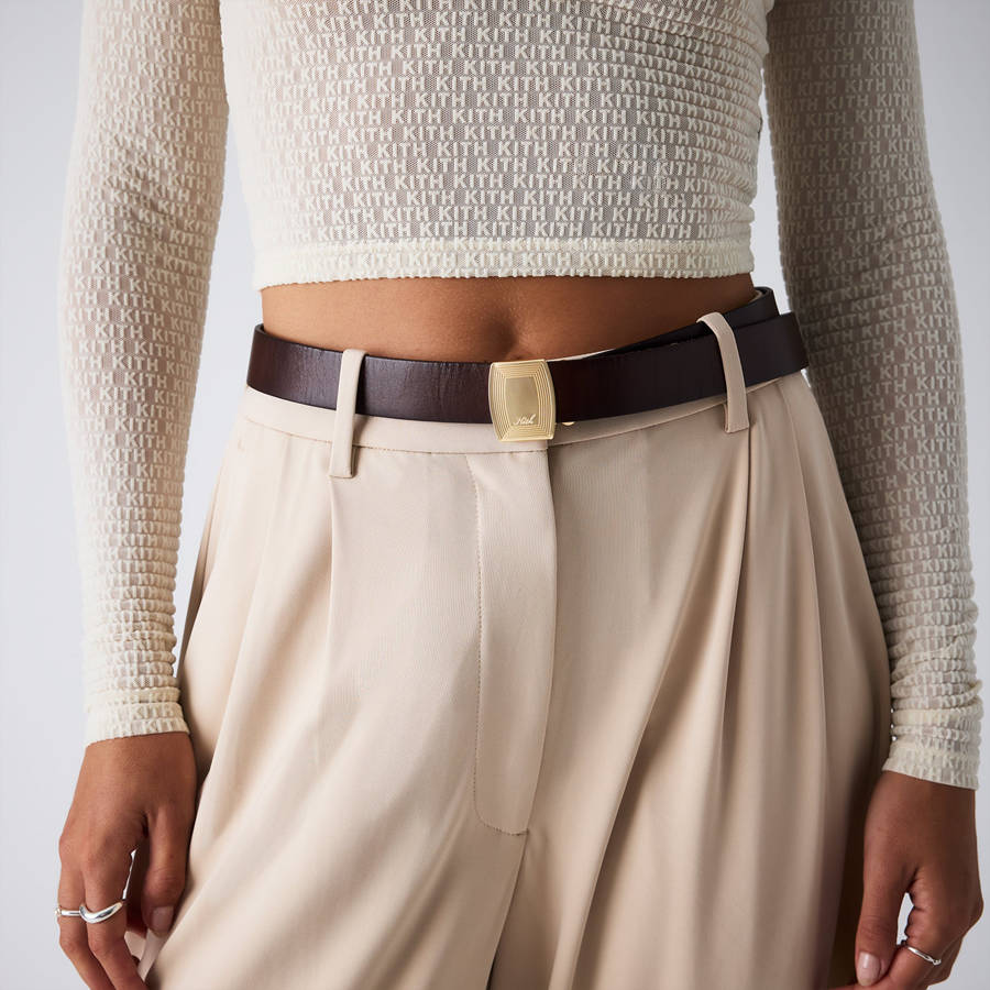 Brown Women Kith Plaque Leather Belts | 6425-NGPXY