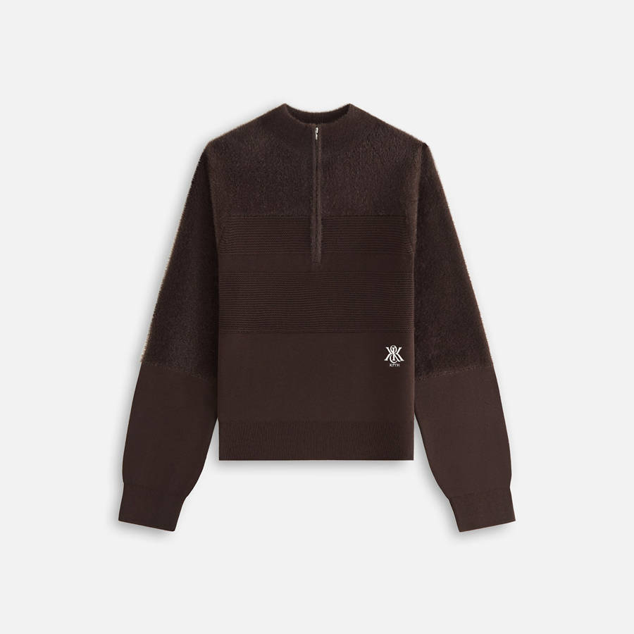 Brown Women Kith Presley Blocked Mohair Zip Sweatshirts | 5783-ULDYB