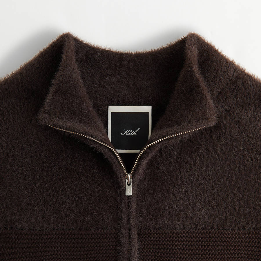 Brown Women Kith Presley Blocked Mohair Zip Sweatshirts | 5783-ULDYB