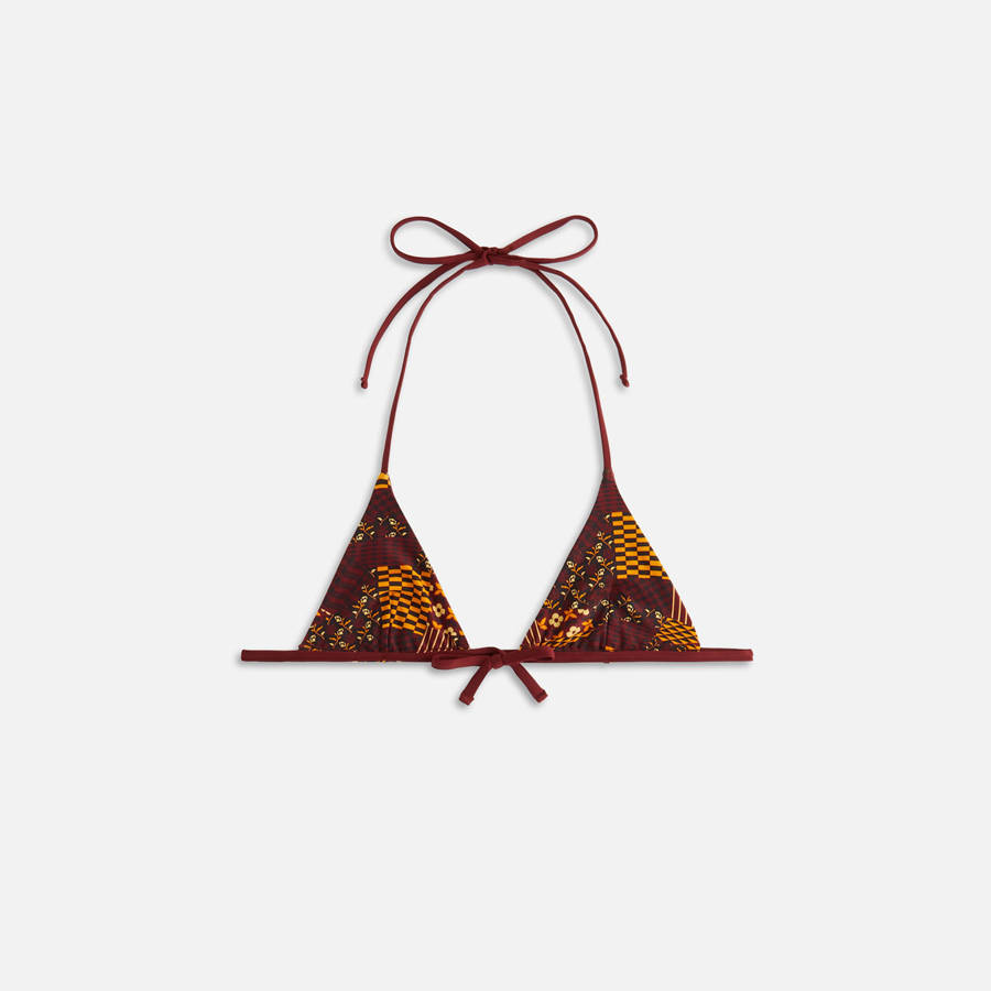 Brown Women Kith Talia II Geo Floral Tie Top Swim | 3790-CRKHZ
