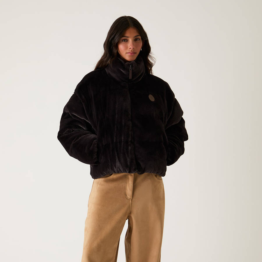 Brown Women Kith Wynne Teddy Fur Puffers | 3904-VBLUF