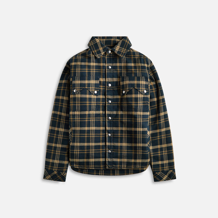 Brown / Black Men Kith Rhude Flannel Sherpa Overshirt Shirts | 5971-WRKYG