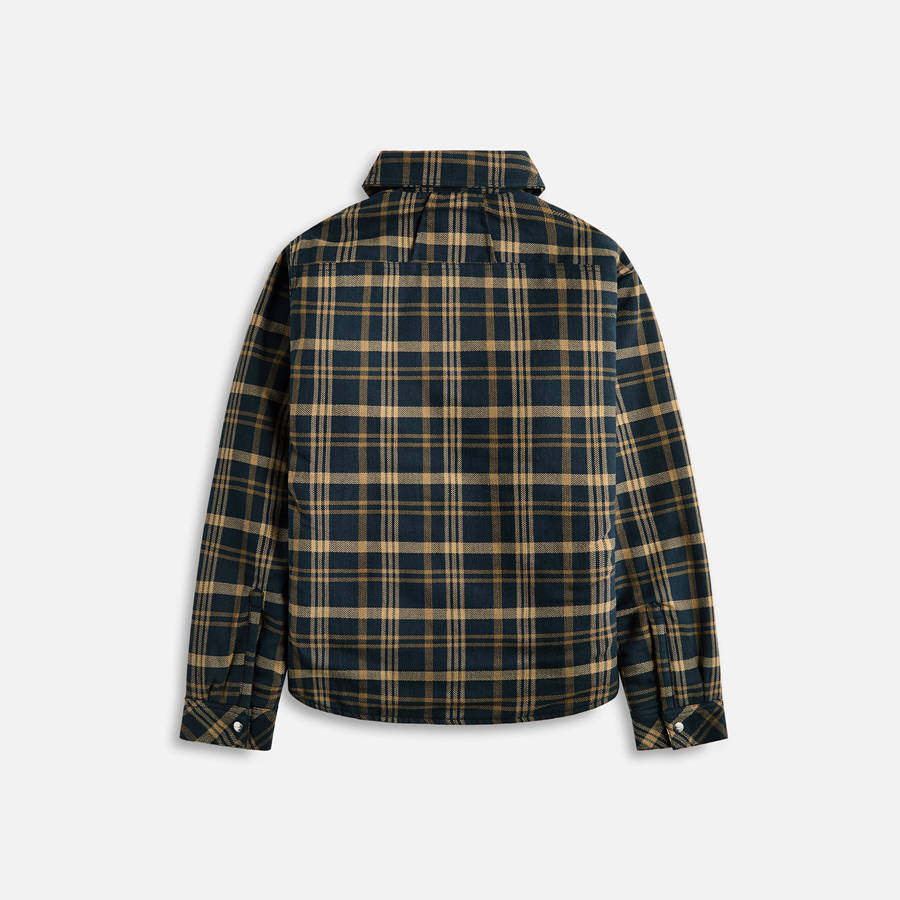 Brown / Black Men Kith Rhude Flannel Sherpa Overshirt Shirts | 5971-WRKYG