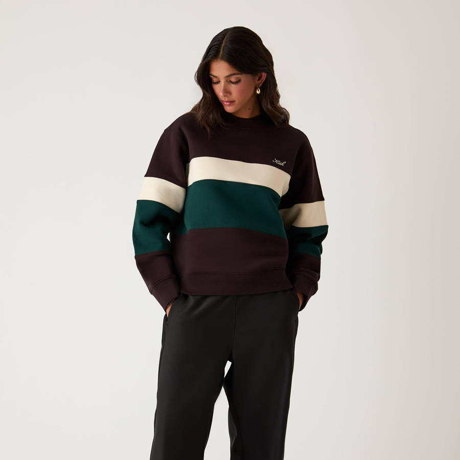 Brown / Green / White Women Kith Ashwin Panelled Crewneck Sweatshirts | 1247-WILZK