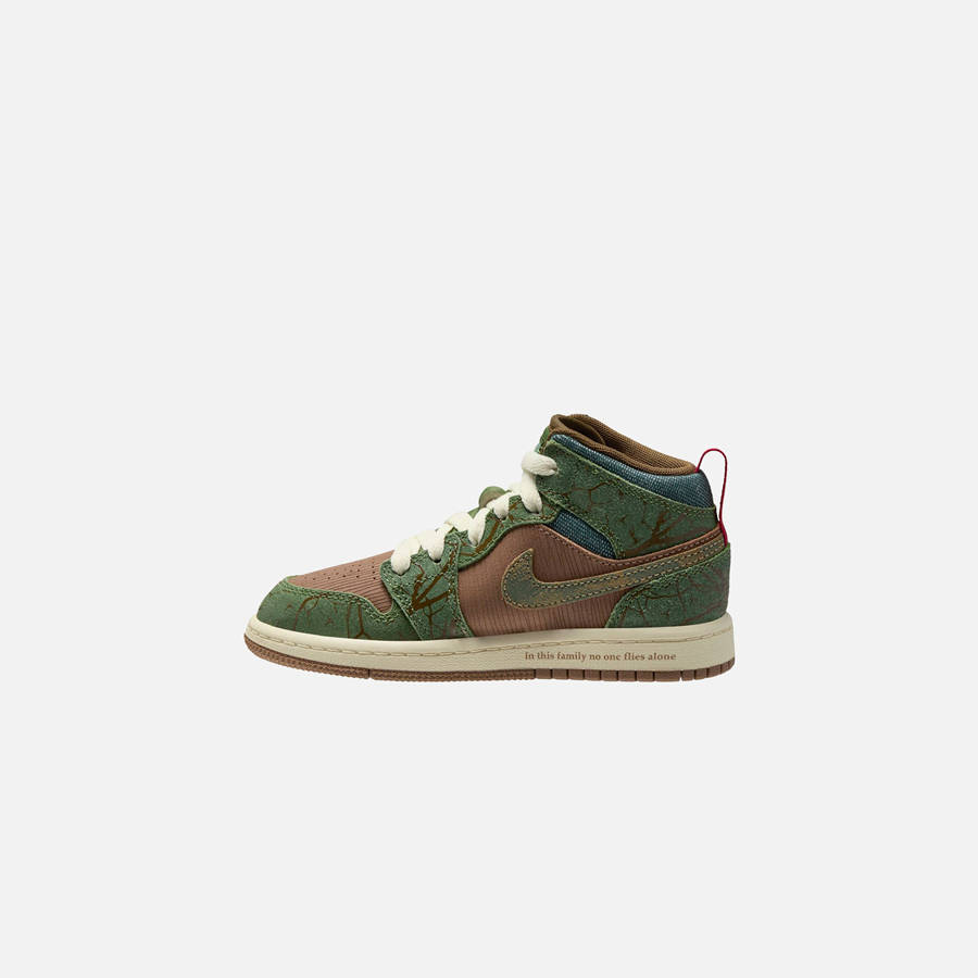 Brown / Light Olive Kids' Kith Jordan PS Air Jordan 1 Mid SS Sneakers | 3582-TYHNI
