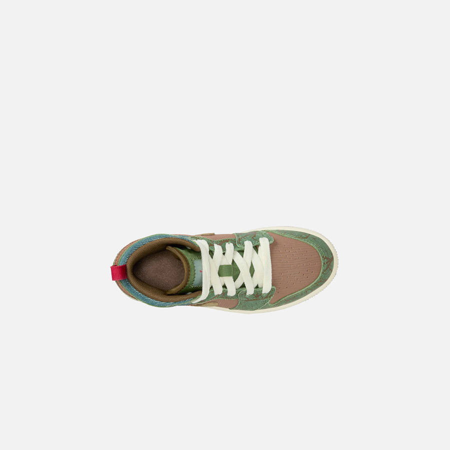 Brown / Light Olive Kids' Kith Jordan PS Air Jordan 1 Mid SS Sneakers | 3582-TYHNI