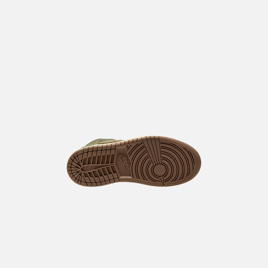 Brown / Light Olive Kids' Kith Jordan PS Air Jordan 1 Mid SS Sneakers | 3582-TYHNI