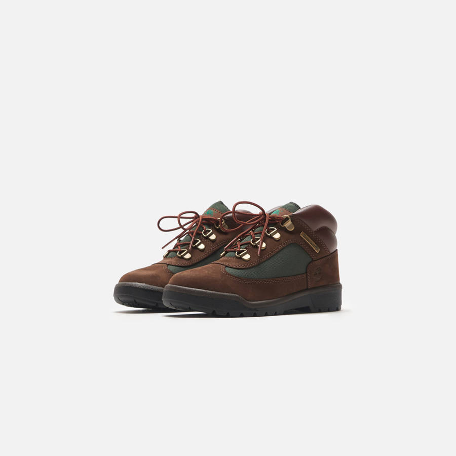 Brown / Olive Green Kids' Kith Timberland Junior Field Mid Boots | 6928-NUMIY