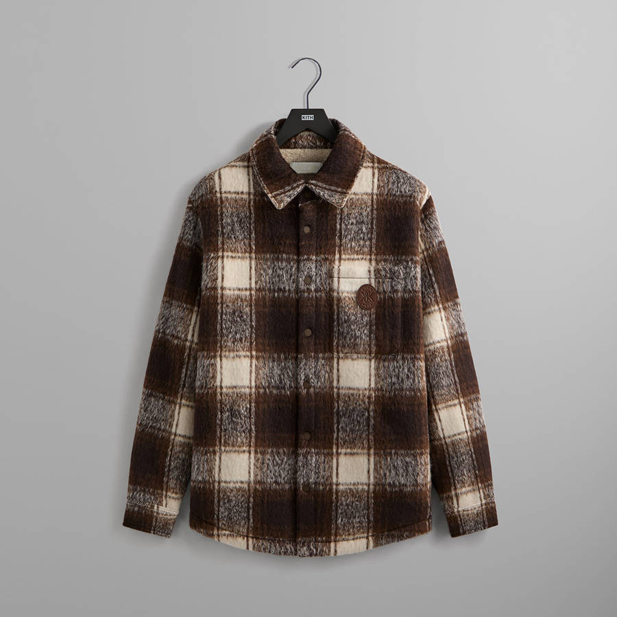 Brown / White Men Kith Plaid Sheridan Shirt Jackets | 4135-YCUBH