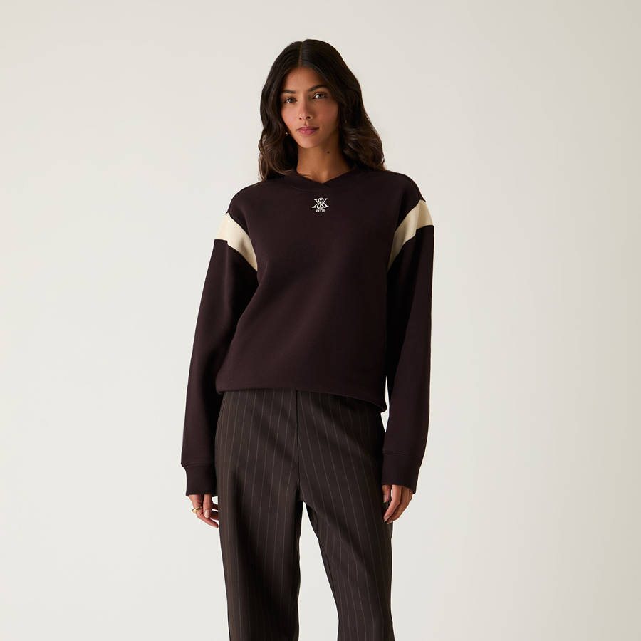 Brown / White Women Kith Asher II Crest Crewneck Sweaters | 2130-OUZKW