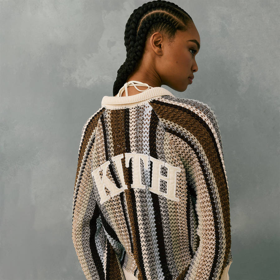 Brown / White Women Kith Emery Crochet Rugby Shirts | 1724-MALHQ