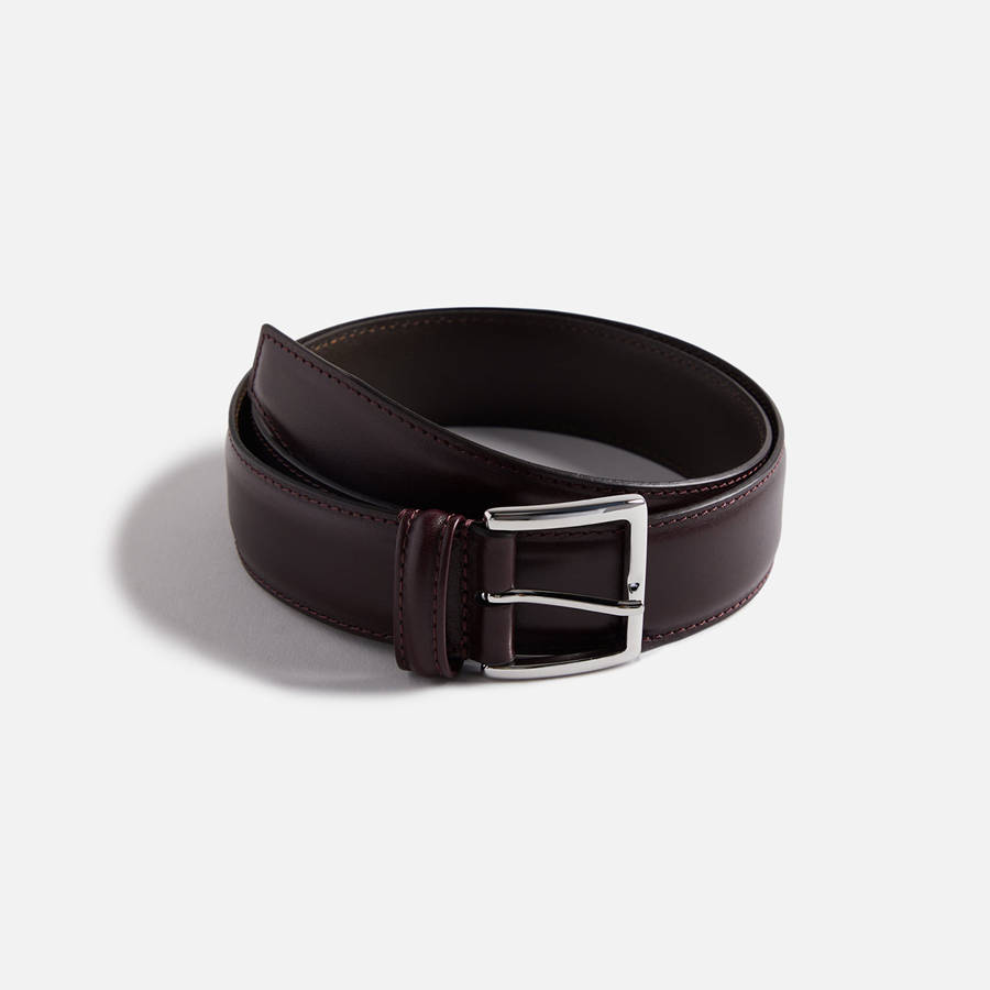 Burgundy Men Kith Anderson's Stitched Trimmed Semi Formal Leather Belts | 1905-MHXDQ
