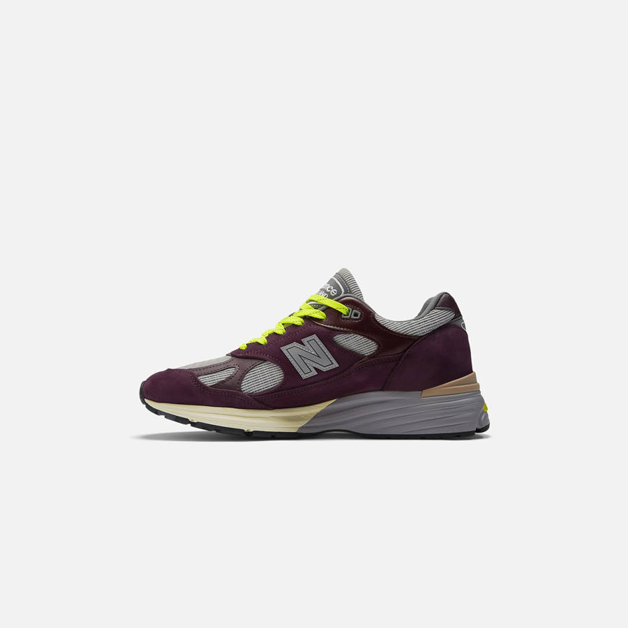 Burgundy / Silver Men Kith New Balance x Patta Made in UK 991v2 Sneakers | 1936-OADEZ