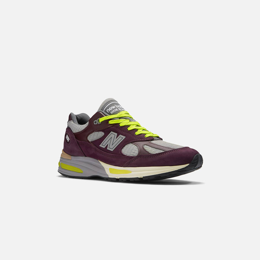 Burgundy / Silver Men Kith New Balance x Patta Made in UK 991v2 Sneakers | 1936-OADEZ