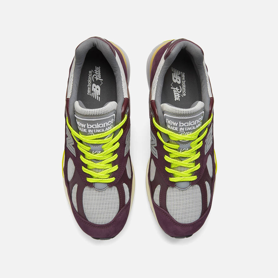 Burgundy / Silver Men Kith New Balance x Patta Made in UK 991v2 Sneakers | 1936-OADEZ