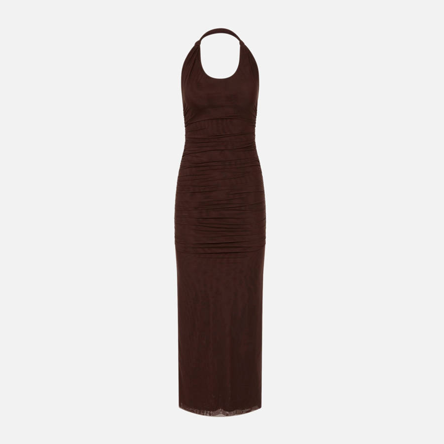 Chocolate Women Kith SIR Jacques Mesh Halter Midi Dress | 6978-RIEWD