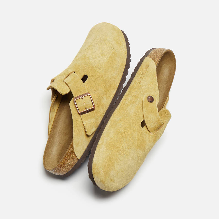 Cream Men Kith Birkenstock Boston Suede Sandals | 1670-UJONQ
