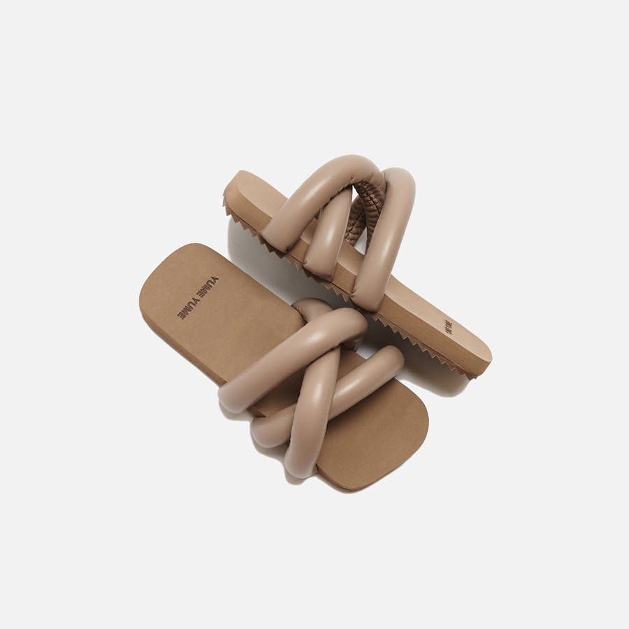 Dark Beige Women Kith Yume Yume Tyre Slide Sandals | 4163-WXDVJ