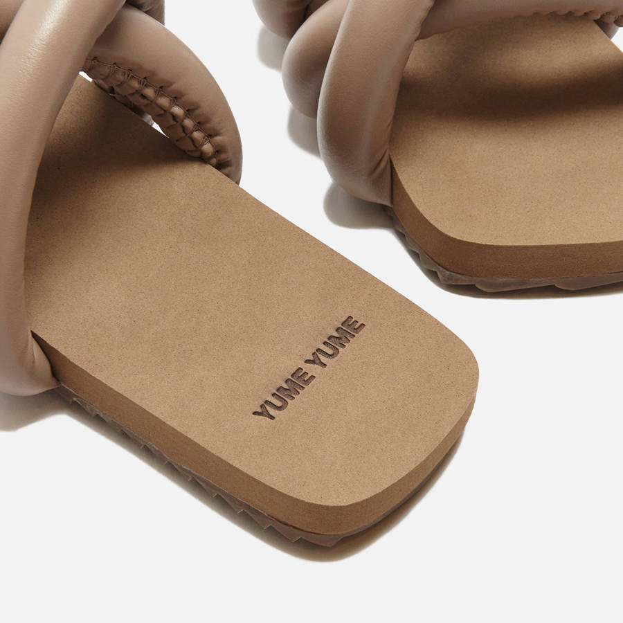 Dark Beige Women Kith Yume Yume Tyre Slide Sandals | 4163-WXDVJ