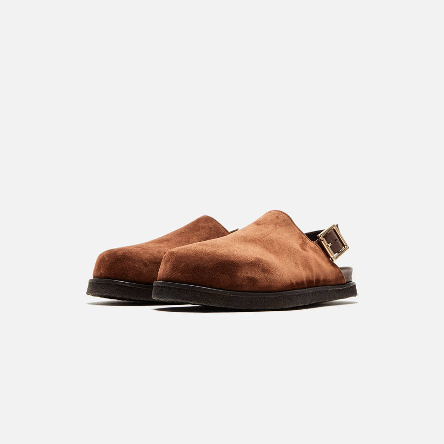 Dark Brown Men Kith VINNY's Strapped Mule Suede Sandals | 1536-MLSVY