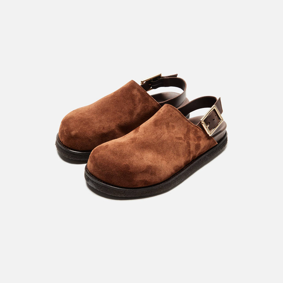 Dark Brown Men Kith VINNY's Strapped Mule Suede Sandals | 1536-MLSVY