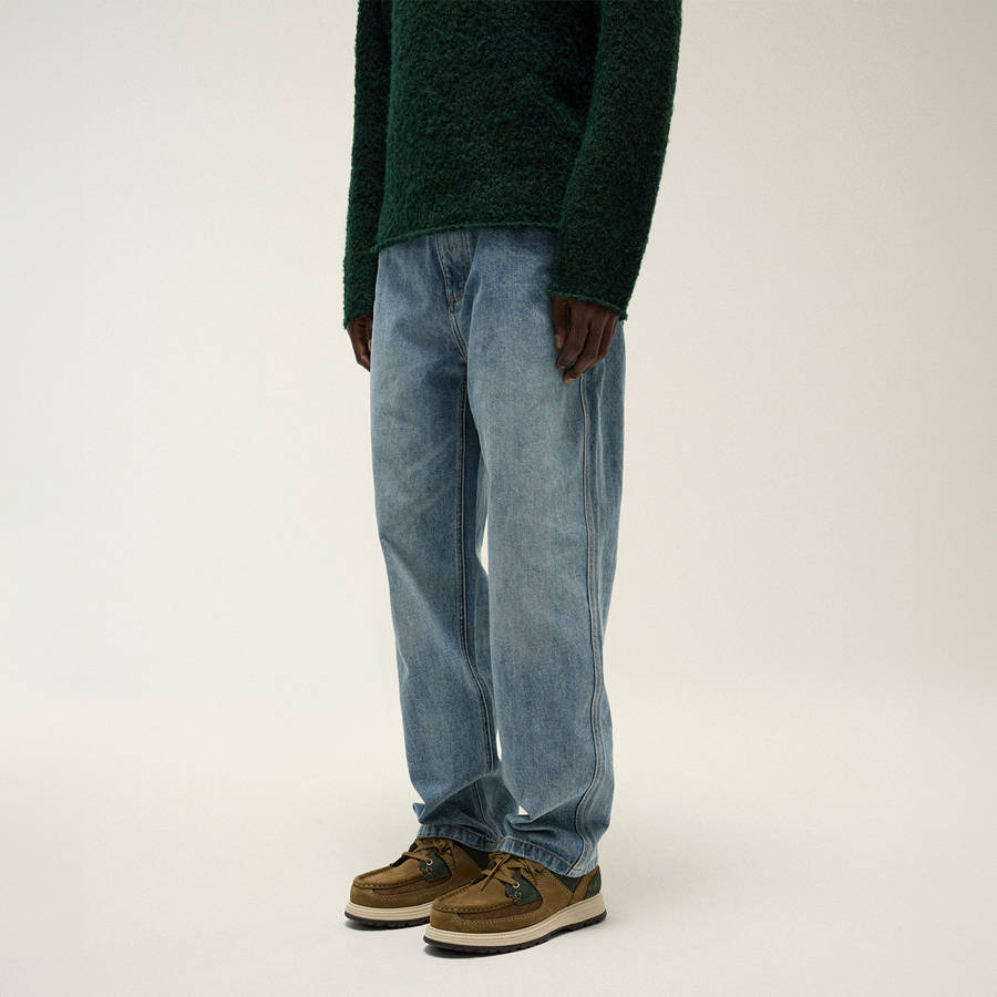 Dark Indigo Men Kith Centre Straight Pants | 5642-PZEJU
