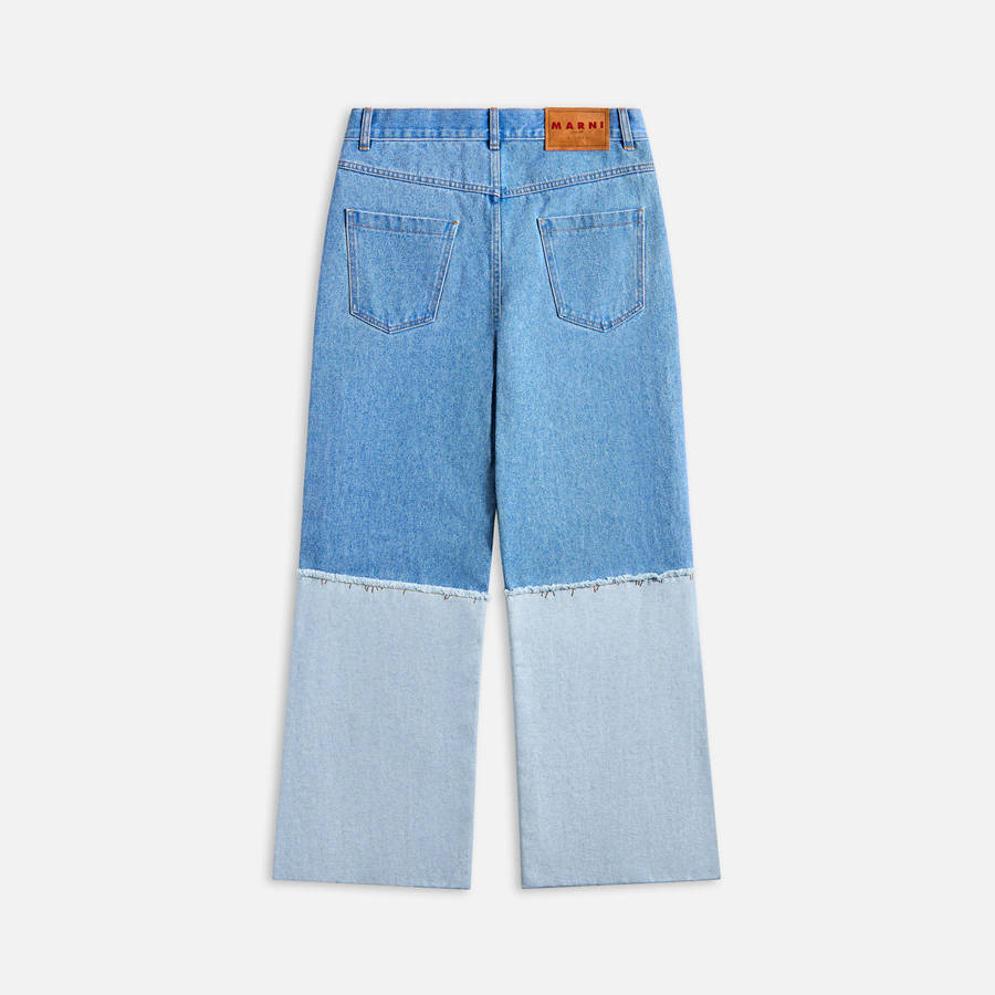 Deep Blue Men Kith Marni Bleached Organic Denim Mega Trouser Trousers | 7431-TRQFJ