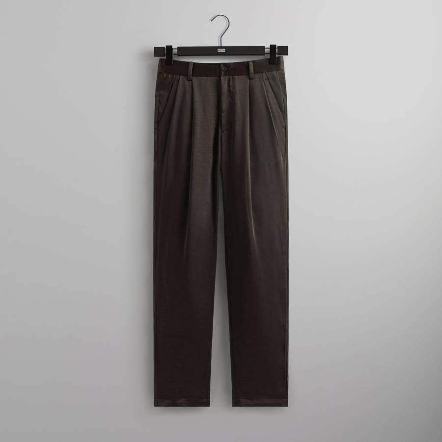 Deep Brown Men Kith and Kin Vintage Satin Montrose Pants | 5749-ZWVDR