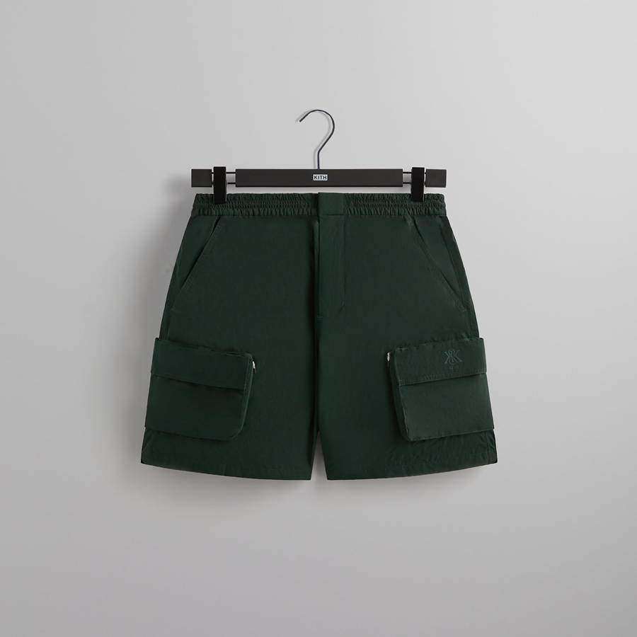Deep Green Men Kith Wrinkle Nylon Evan Cargo Shorts | 6409-RLWOS