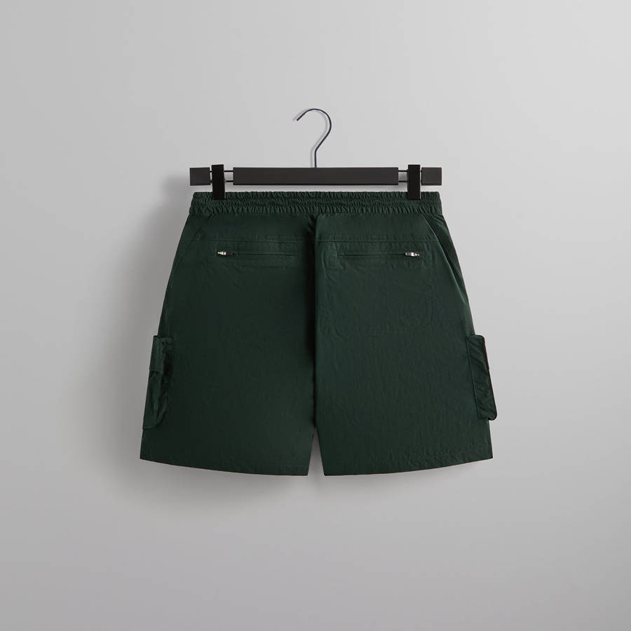 Deep Green Men Kith Wrinkle Nylon Evan Cargo Shorts | 6409-RLWOS