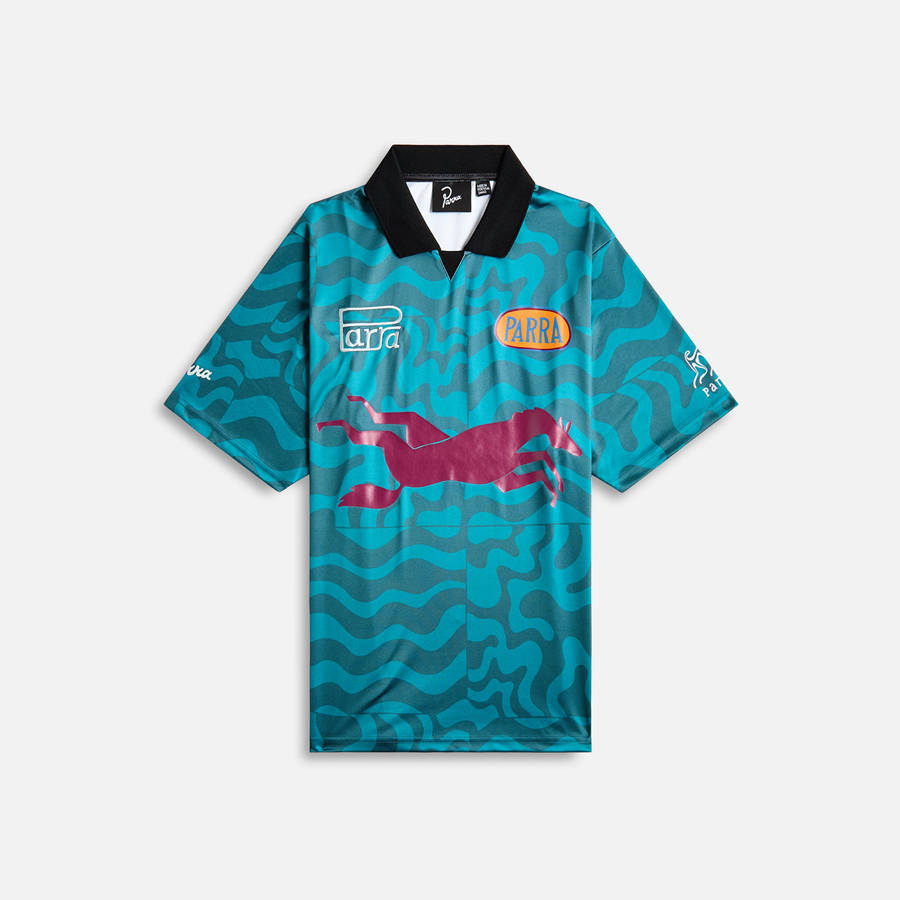 Deep Green Men Kith by Parra Sports Flage Polo Shirts | 6271-FCKGE