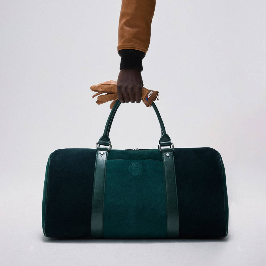 Deep Green Men Kith for BMW Mixed Suede Duffle Bags | 1625-GAOPC